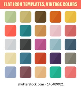 Set Of Flat App Icon Templates, Backgrounds. Vintage Palette. Vector