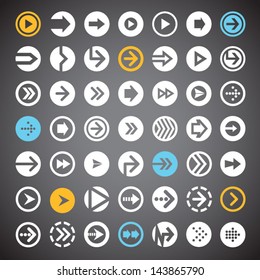 Set of flat arrow icons in circle for web design, mobile apps and buttons