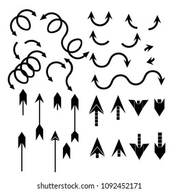 set of flat arrow sign icon logotype symbol.black color.flat design.isolated background