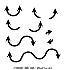set of flat arrow sign icon logotype symbol.black color.flat design.isolated background