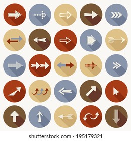 Set of flat arrows. 