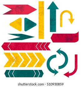 Set of flat arrows directions, and sings. Modern left, right, up, and down arrows in difference shape. vector illustration.