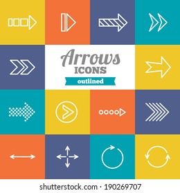 Set of flat arrows icons 