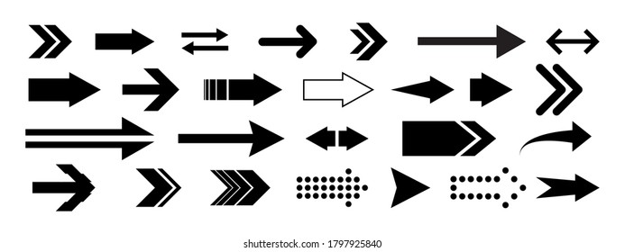 Set flat arrows vector with isolated on white background. Collections for web design, interface and more.