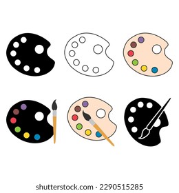 Conjunto de pinturas de paleta de herramientas de arte plano color, diseño web artista gráfico ilustración vectorial .