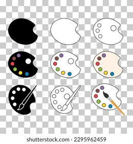 Conjunto de pinturas de paleta de herramientas de arte plano color, diseño web artista gráfico ilustración vectorial .
