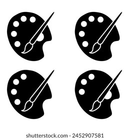 Set of Flat art tool palette paints color, artist web design graphic vector illustration .
