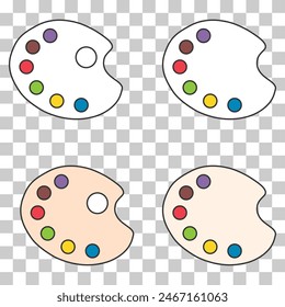 Set of Flat art tool palette paints color, artist web design graphic vector illustration .