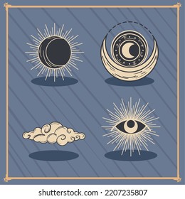 set of flat astrology icons