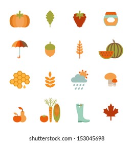 set of flat autumn icons