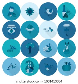 Set of Flat Autumn Icons. Simple and Minimalistic Style. Vector