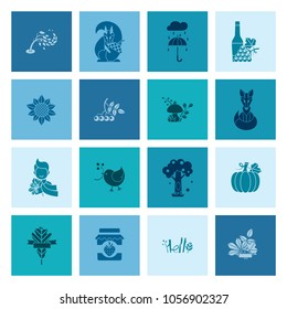 Set of Flat Autumn Icons. Simple and Minimalistic Style. Vector
