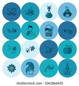 Set of Flat Autumn Icons. Simple and Minimalistic Style. Vector