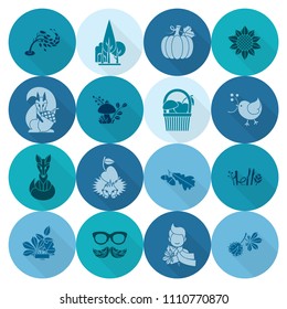 Set of Flat Autumn Icons. Simple and Minimalistic Style. Vector