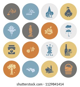 Set of Flat Autumn Icons. Simple and Minimalistic Style. Vector