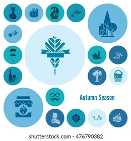 Set of Flat Autumn Icons. Simple and Minimalistic Style. Vector