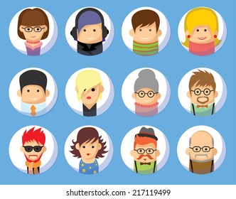 Set of flat avatar icons