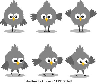 Set of flat baby birds icons. Vector EPS 10.