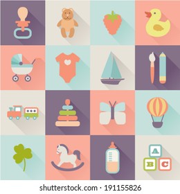 set of flat baby icons