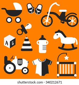 Set of flat baby icons
