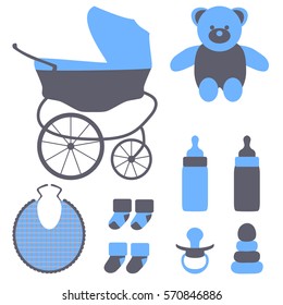 Set of flat baby stuff