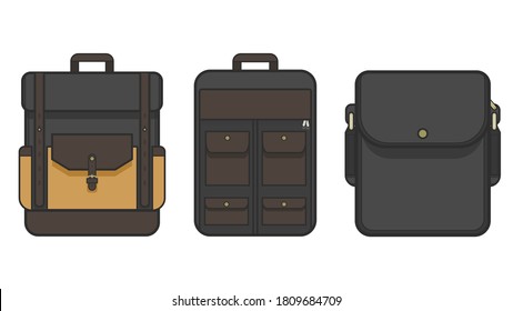 Set of Flat bag icon design 