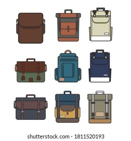 Set of Flat bag icon design 