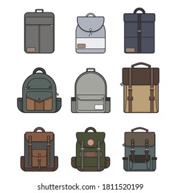 Set of Flat bag icon design 