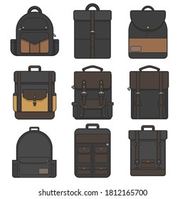 Set of Flat bag icon design 