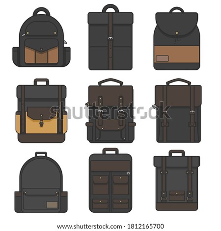 Set of Flat bag icon design 