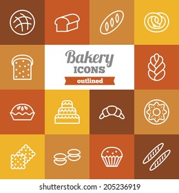 Set of flat bakery icons