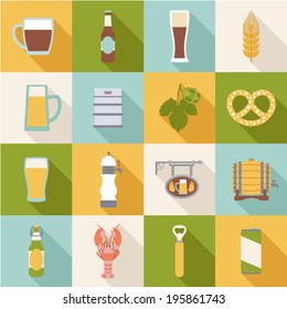 set of flat beer icons 