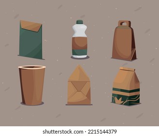 set of flat bio packagings