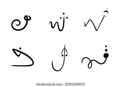 A set of flat black arrow icons. Direction signs, navigation buttons. Good for projects.	
