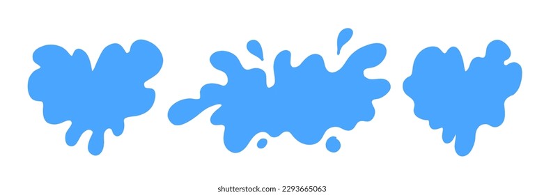 Set flat blue milk splash and blot. Isolated vector shapes on white background for logo, icon, product desig, advertising, t-shirt print