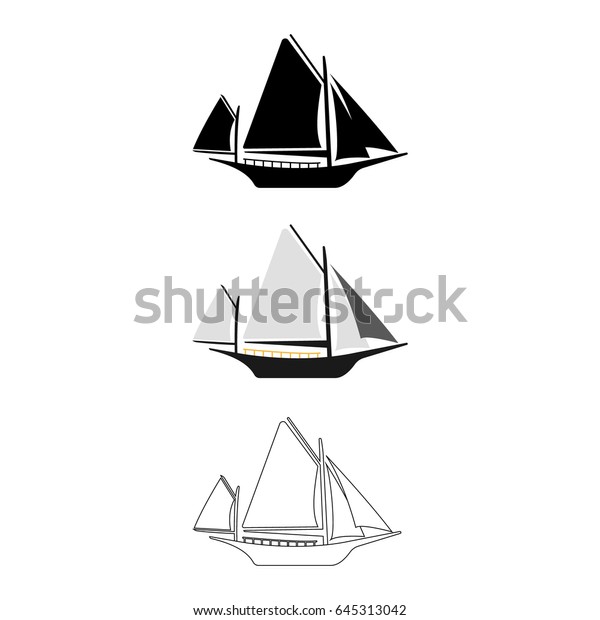 Set of Flat Boat icon. Cartoon, Outline,\
Silhouette Vector\
illustration.