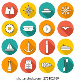 Set of  flat boating icons for your design