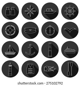 Set of  flat boating icons for your design