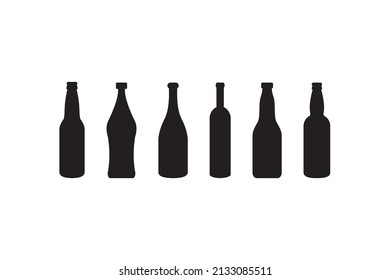 set of flat bottle icon illustration design, various bottle silhouette collection template vector