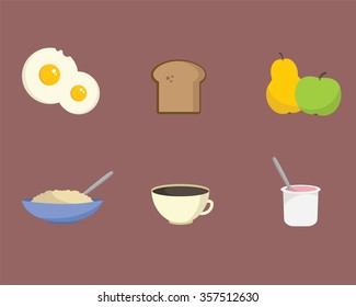 Set of flat breakfast icons