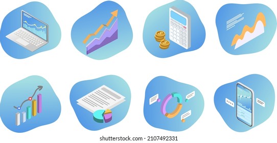 set of flat business chart icons