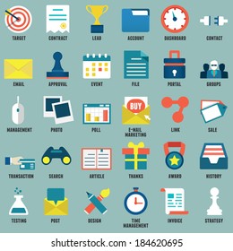 Set of flat business, commerce, internet service icons for design - part 1 - vector icons 