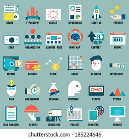 Set of flat business, commerce, internet service icons for design - part 3 - vector icons 