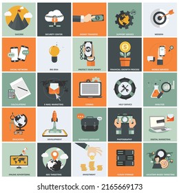 a set of flat business icon