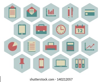 set of flat business icons