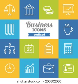 Set of flat business icons 