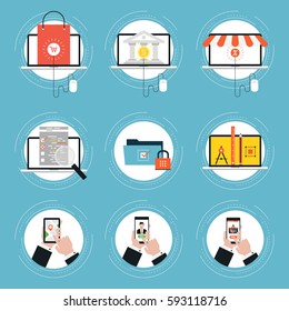 Set of flat business icons vector illustration. Icon collection for web banners and apps