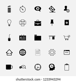 Set of flat business and office icons. Vector Illustration, EPS10.