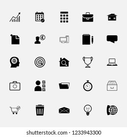 Set of flat business and office icons. Vector Illustration, EPS10.