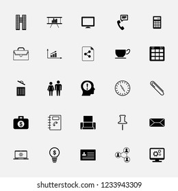 Set of flat business and office icons. Vector Illustration, EPS10.